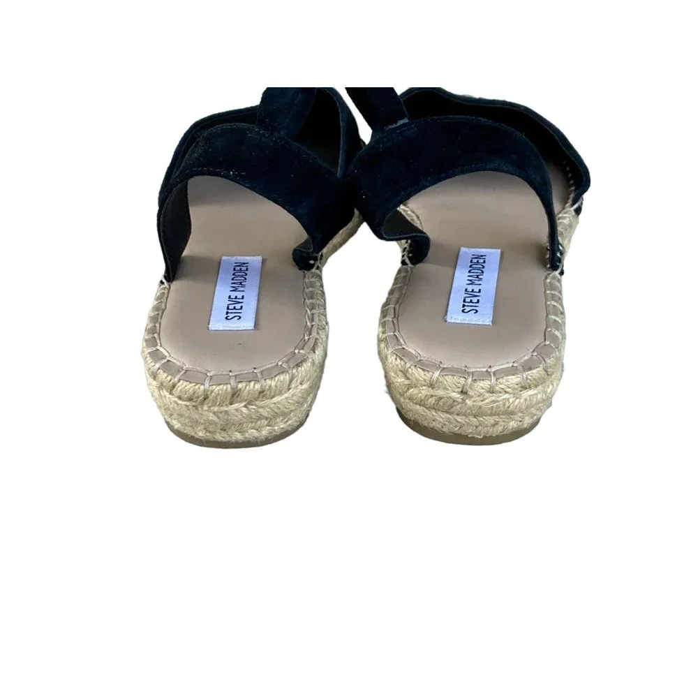 Steve Madden women's Lesko Espadrille flat size 10 black suede - Picture 4 of 6